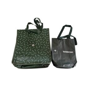 Lululemon Reusable Shopping Tote Bags Forest Green Small & Large 2 Piece Bundle